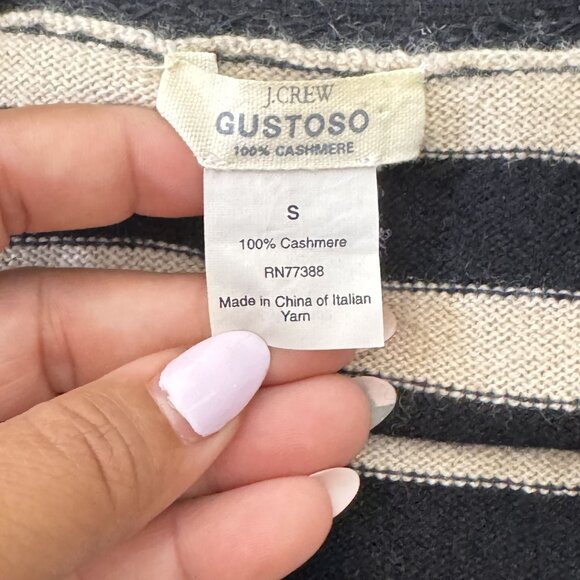J. Crew Gustoso Classic Black & White Cardigan 100% Cashmere Striped Sweater S - Picture 7 of 8